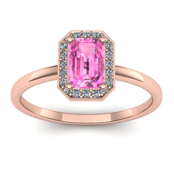 Inel de logodna cu safir roz dreptunghiular