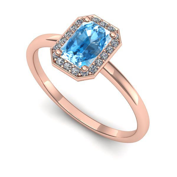 Inel din aur roz cu topaz blue