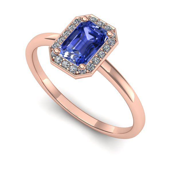 Inel din aur roz cu tanzanit