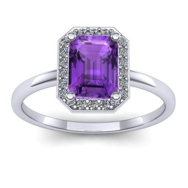 Inel logodna cu ametist dreptunghiular