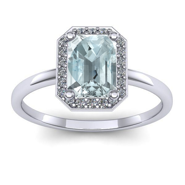 Inel logodna cu aquamarin dreptunghiular