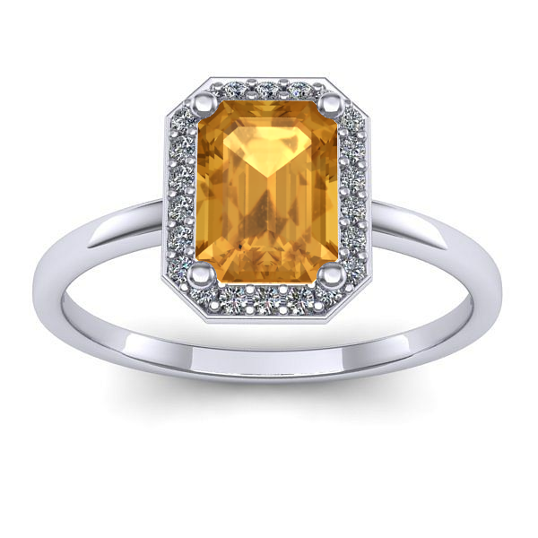 Inel logodna cu citrin dreptunghiular