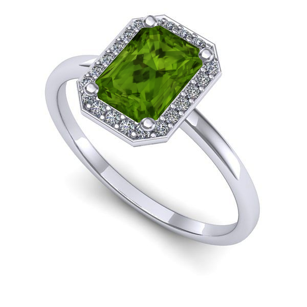 Inel logodna din aur alb cu peridot