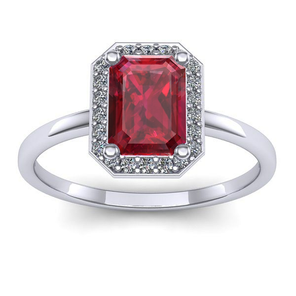 Inel de logodna cu rubin dreptunghiular