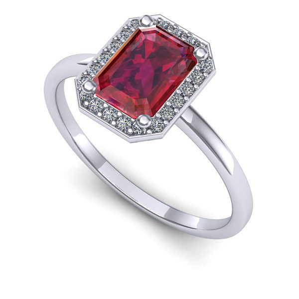 Inel logodna din aur alb cu rubin