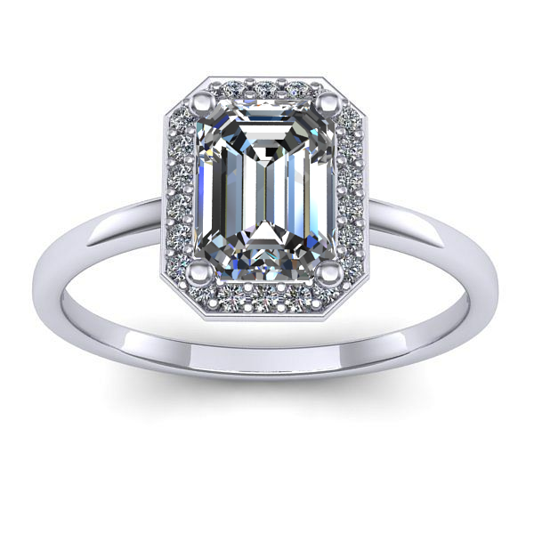 Inel cu diamant de laborator dreptunghiular