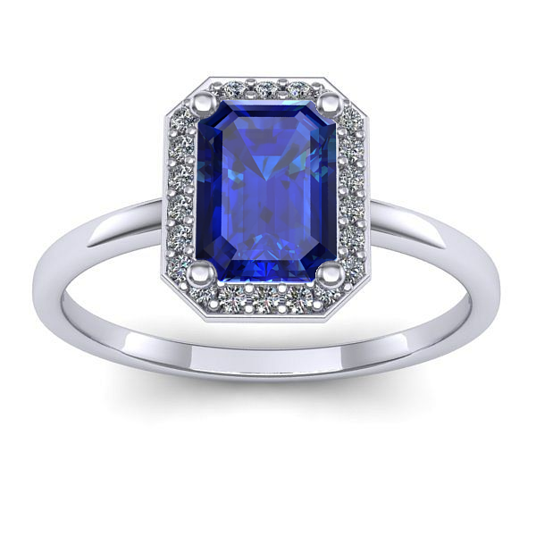 Inel logodna cu safir dreptunghiular