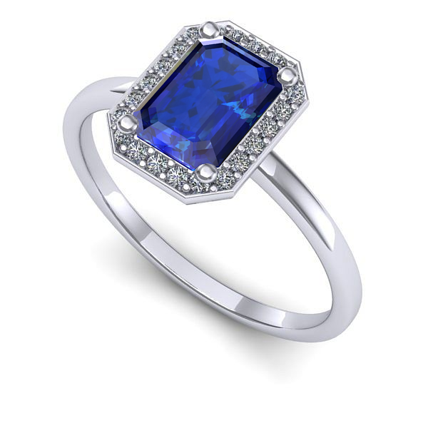 Inel din aur alb cu safir