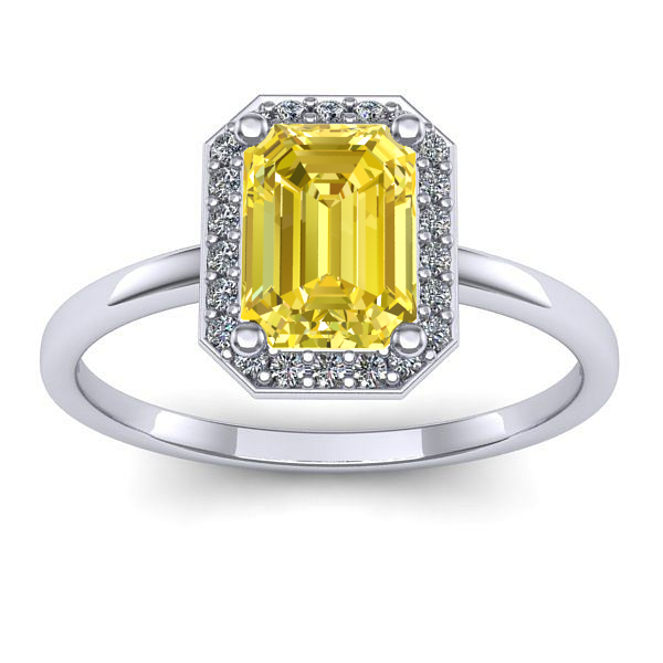 Inel logodna cu safir galben dreptunghiular