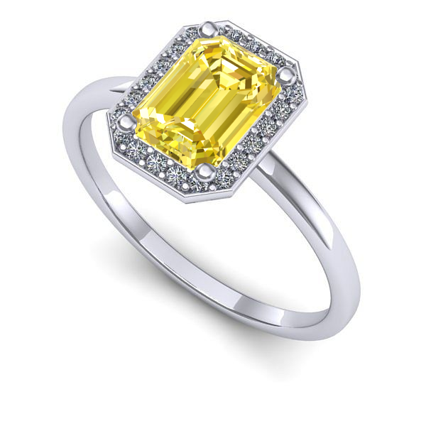 Inel din aur alb cu safir galben