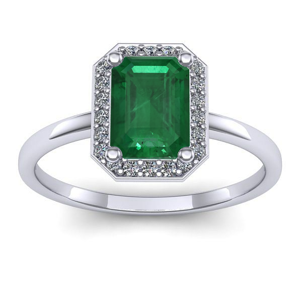 Inel cu smarald dreptunghiular