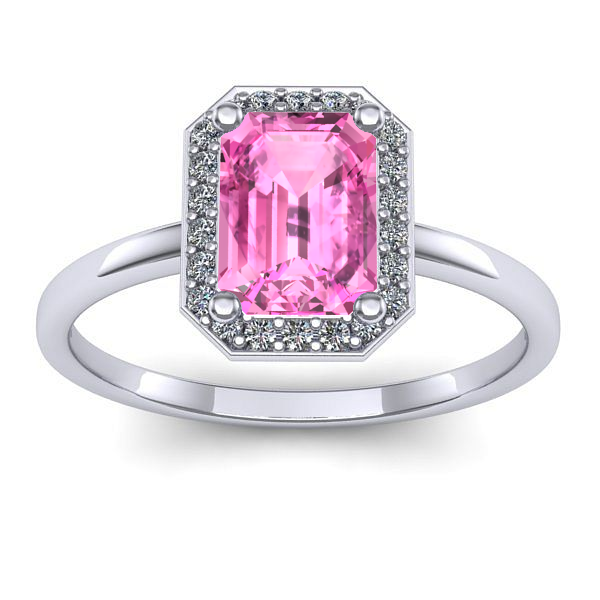 Inel de logodna cu safir roz dreptunghiular