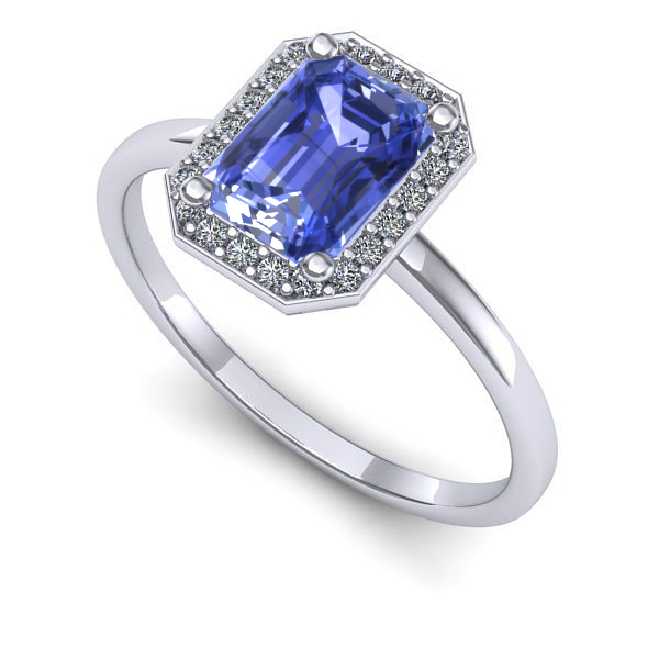 Inel de logodna din aur alb cu tanzanit