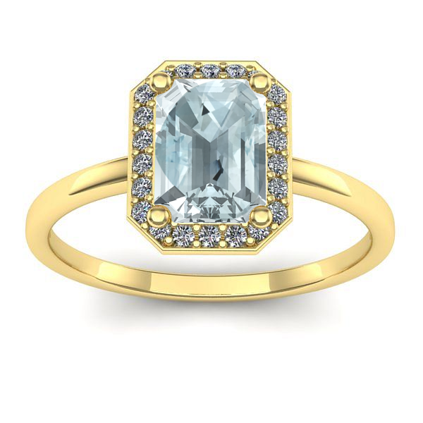 Inel cu aquamarin dreptunghiular