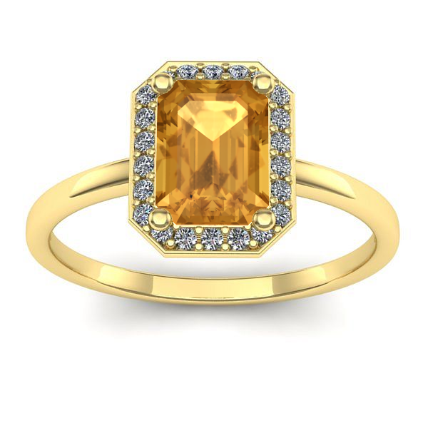 Inel cu citrin dreptunghiular