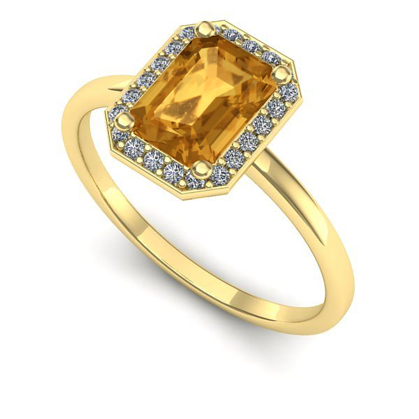 Inel de logodna din aur galben cu citrin