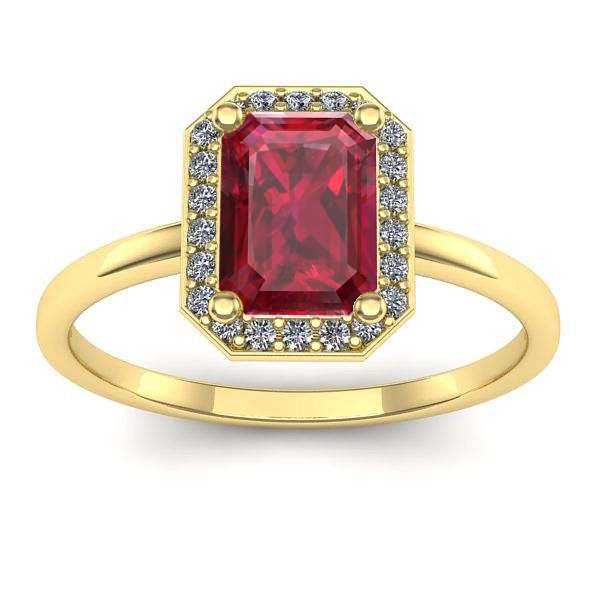 Inel logodna cu rubin dreptunghiular