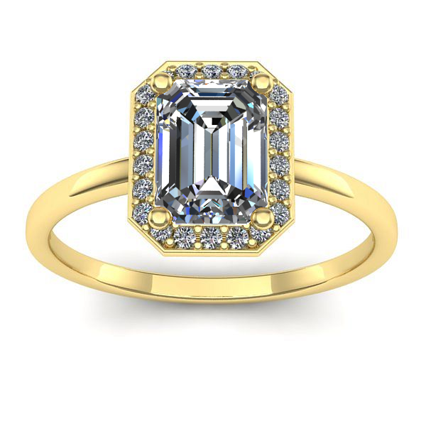 Inel cu diamant de laborator dreptunghiular