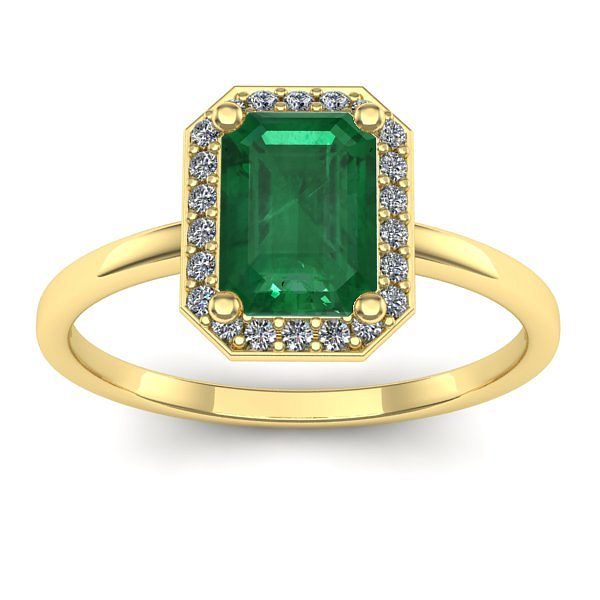 Inel logodna cu smarald dreptunghiular