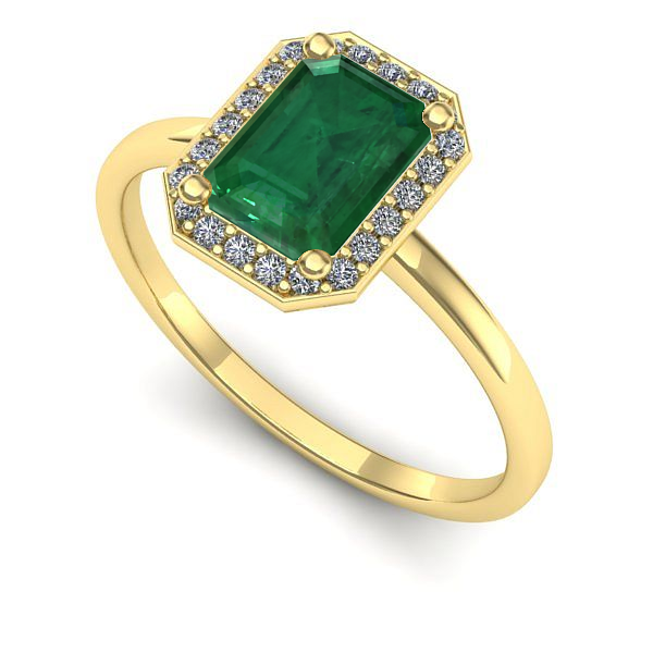 Inel logodna din aur galben cu smarald