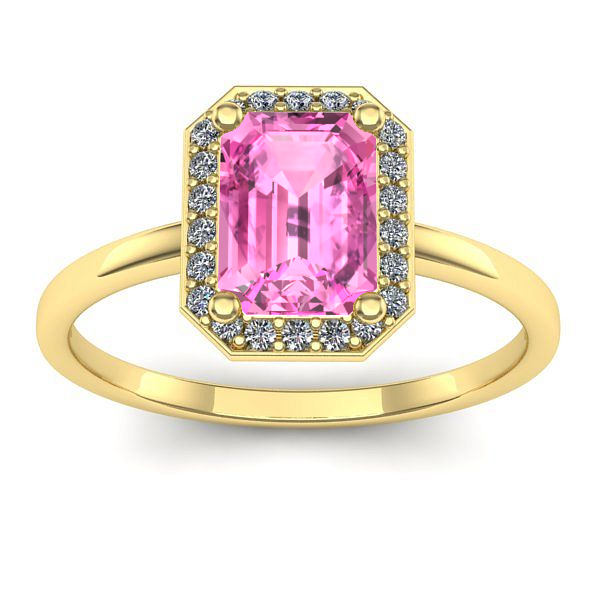 Inel de logodna cu safir roz dreptunghiular