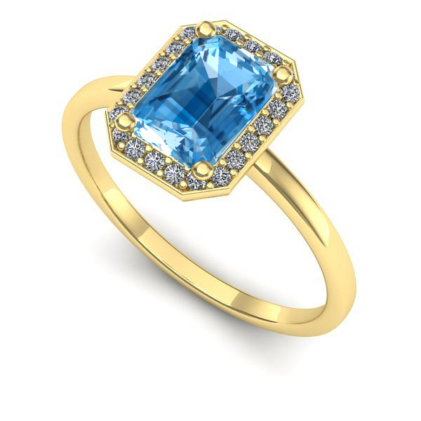 Inel de logodna din aur galben cu topaz blue