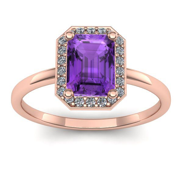 Inel logodna cu ametist dreptunghiular