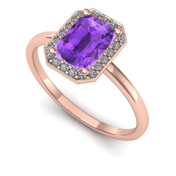 Inel din aur roz cu ametist