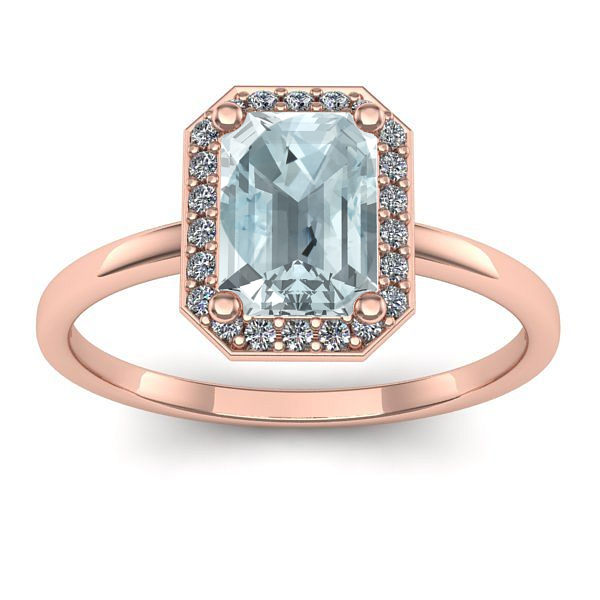 Inel cu aquamarin dreptunghiular