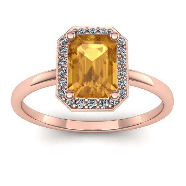 Inel de logodna cu citrin dreptunghiular