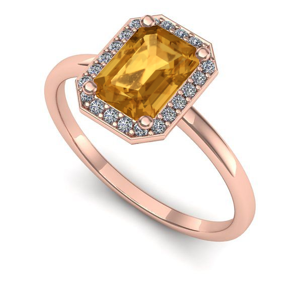 Inel de logodna din aur roz cu citrin