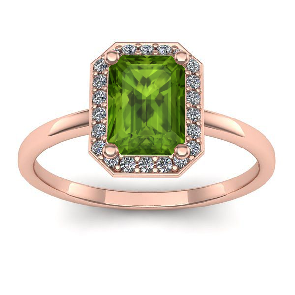 Inel de logodna cu peridot dreptunghiular