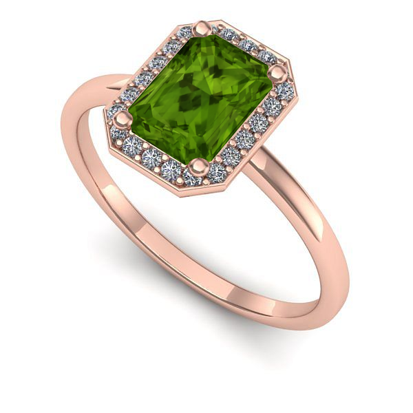 Inel logodna din aur roz cu peridot