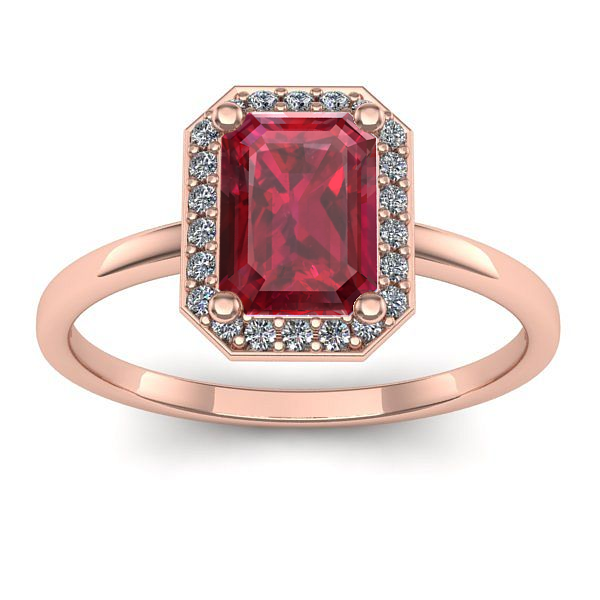 Inel cu rubin dreptunghiular