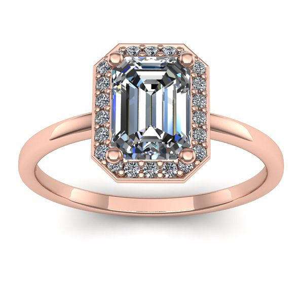 Inel cu diamant de laborator dreptunghiular