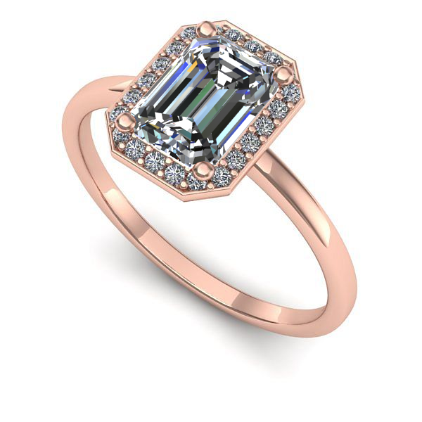 Inel din aur roz cu diamant de laborator