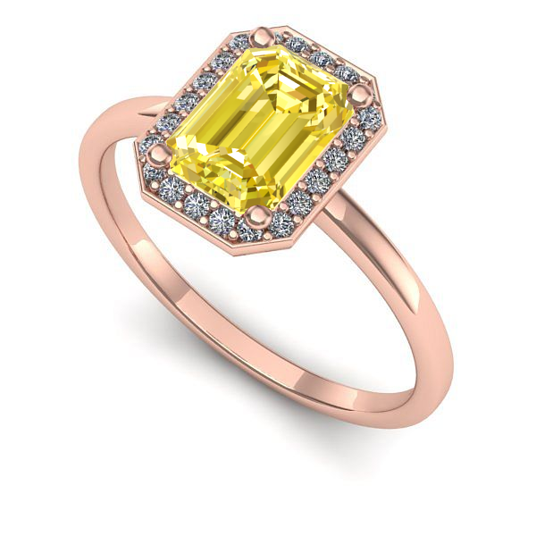 Inel logodna din aur roz cu safir galben