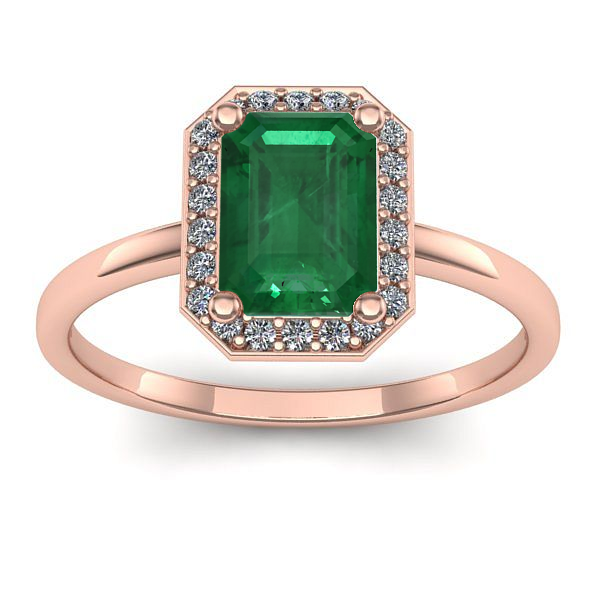 Inel logodna cu smarald dreptunghiular