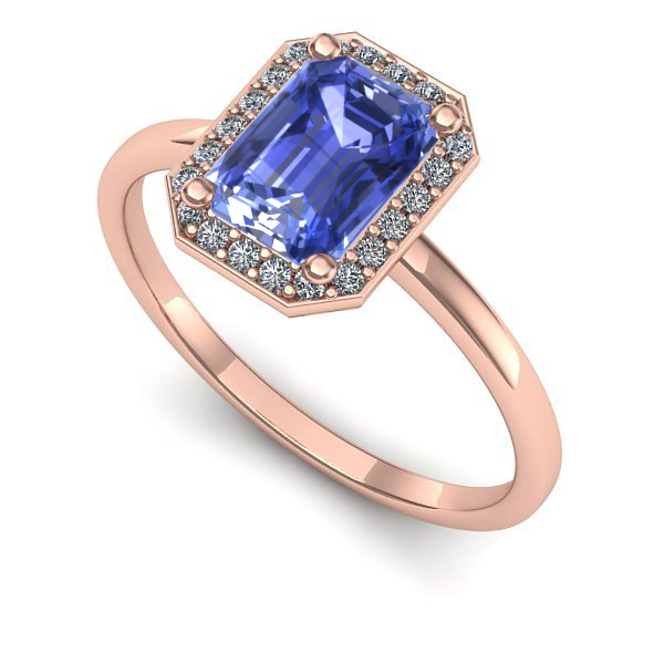 Inel din aur roz cu tanzanit