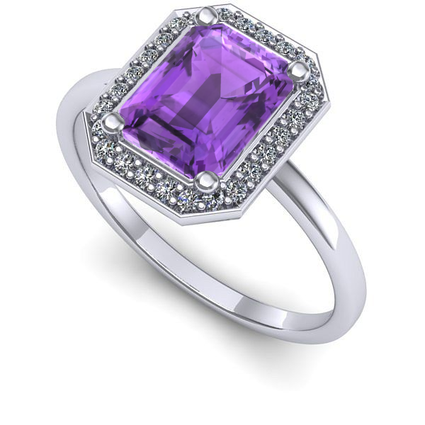 Inel logodna din aur alb cu ametist