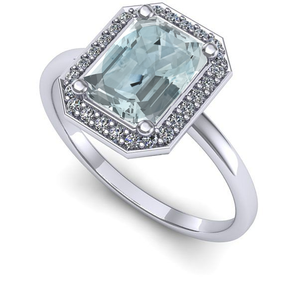 Inel din aur alb cu aquamarin