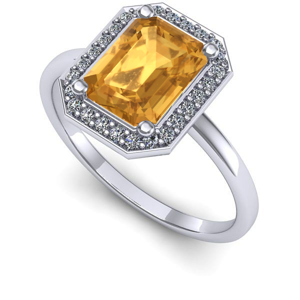 Inel din aur alb cu citrin