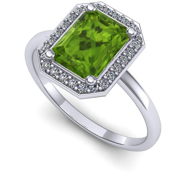 Inel logodna din aur alb cu peridot