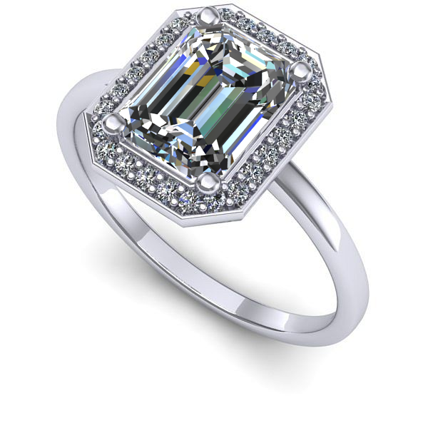 Inel din aur alb cu diamant de laborator