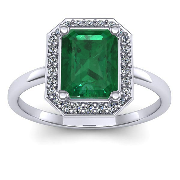 Inel logodna cu smarald dreptunghiular