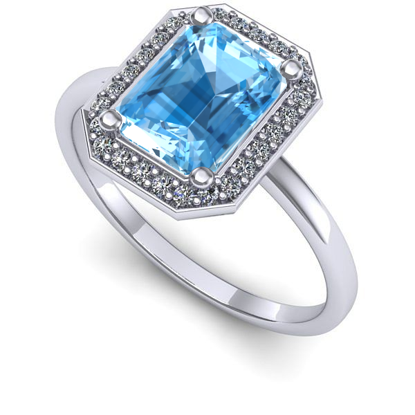 Inel de logodna din aur alb cu topaz blue