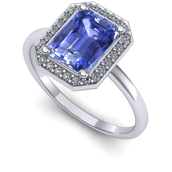 Inel logodna din aur alb cu tanzanit