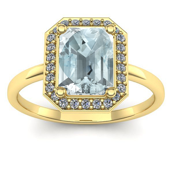 Inel logodna cu aquamarin dreptunghiular