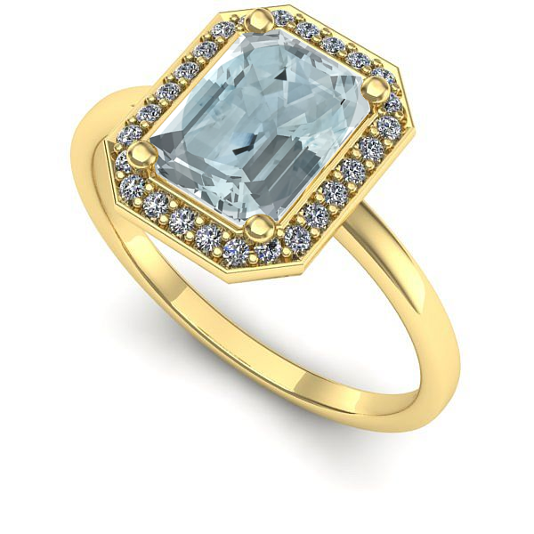 Inel din aur galben cu aquamarin