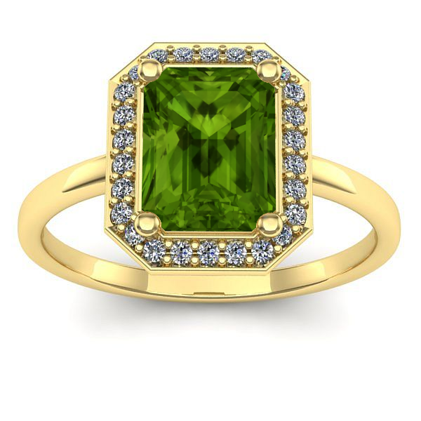 Inel cu peridot dreptunghiular